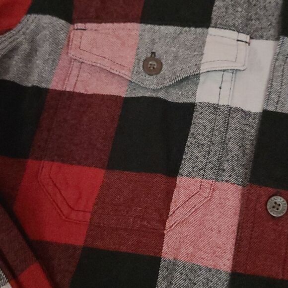RedHead Black Red Flannel Shirt Button Down Mens Sz S Shacket Cotton - Picture 3 of 9